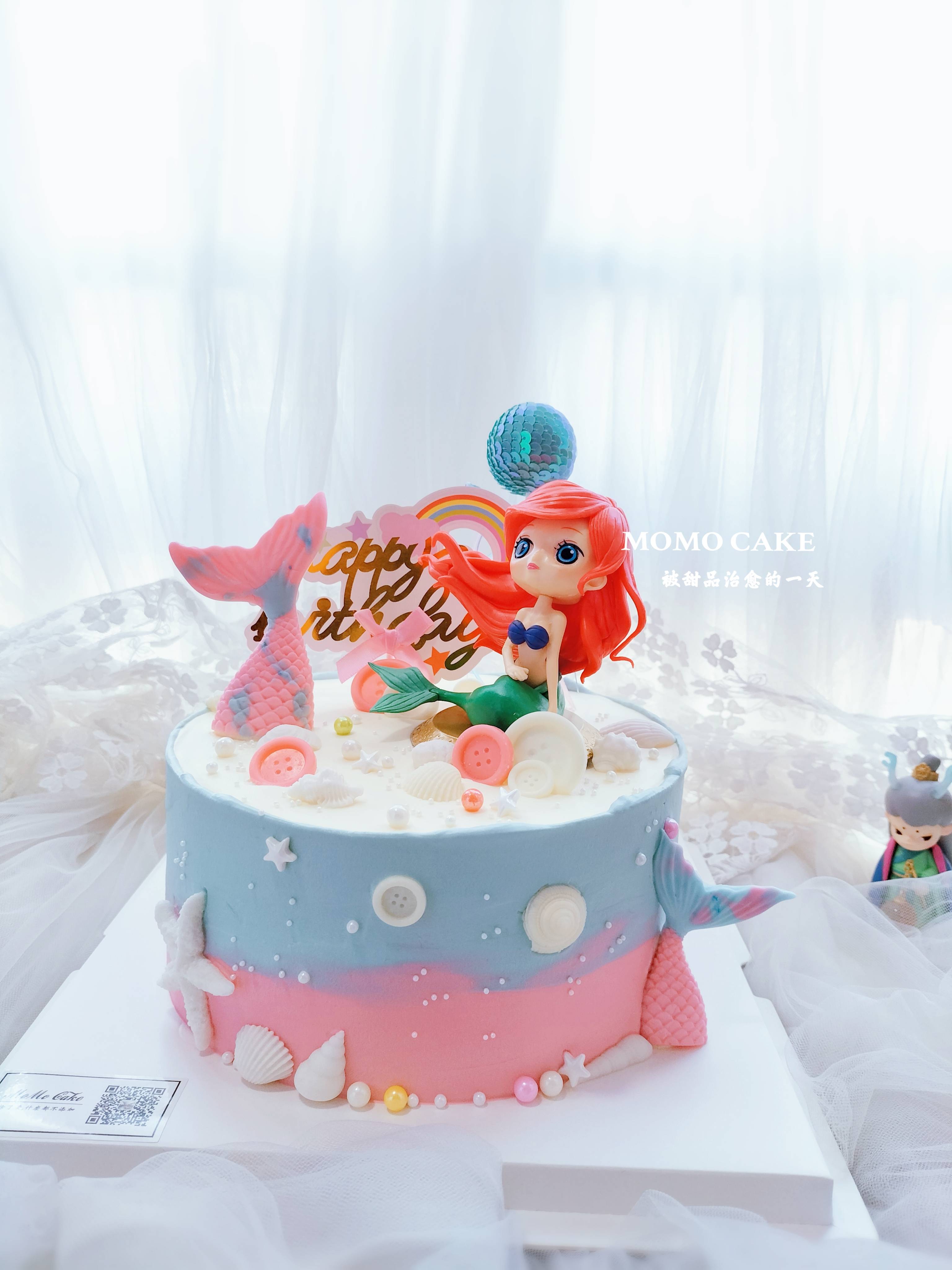 生日派对happy birthday美人鱼主题公主蛋糕装饰甜品台插件套装-阿里巴巴
