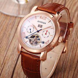 瑞士正品艾菲德jdcrown手表男士皮带全自动机械表镂空防水男表.