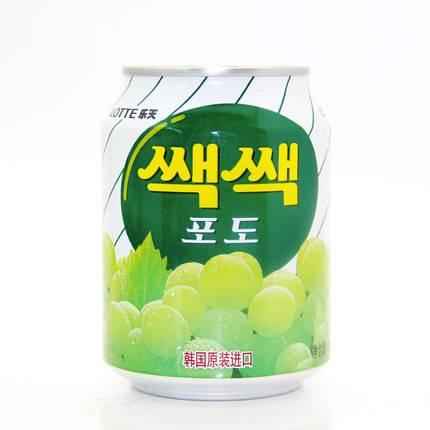 韩国进口果汁饮料 乐天lotte粒粒葡萄汁饮料238ml 进口果汁.