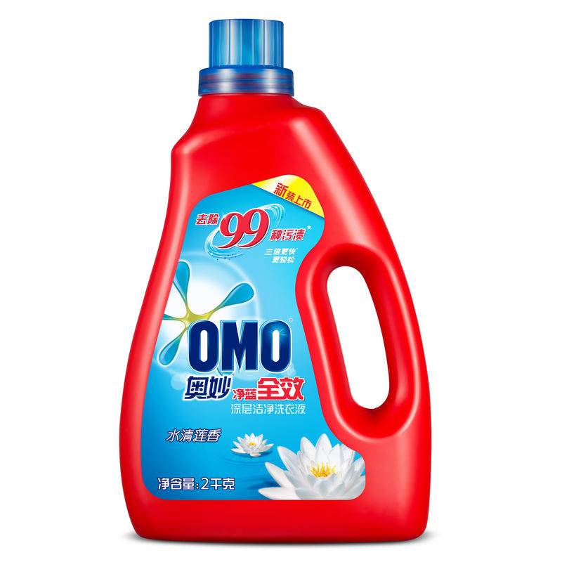 联合利华正品 奥妙净蓝全效水清莲香深层洁净洗衣液2kg 就把污渍交给