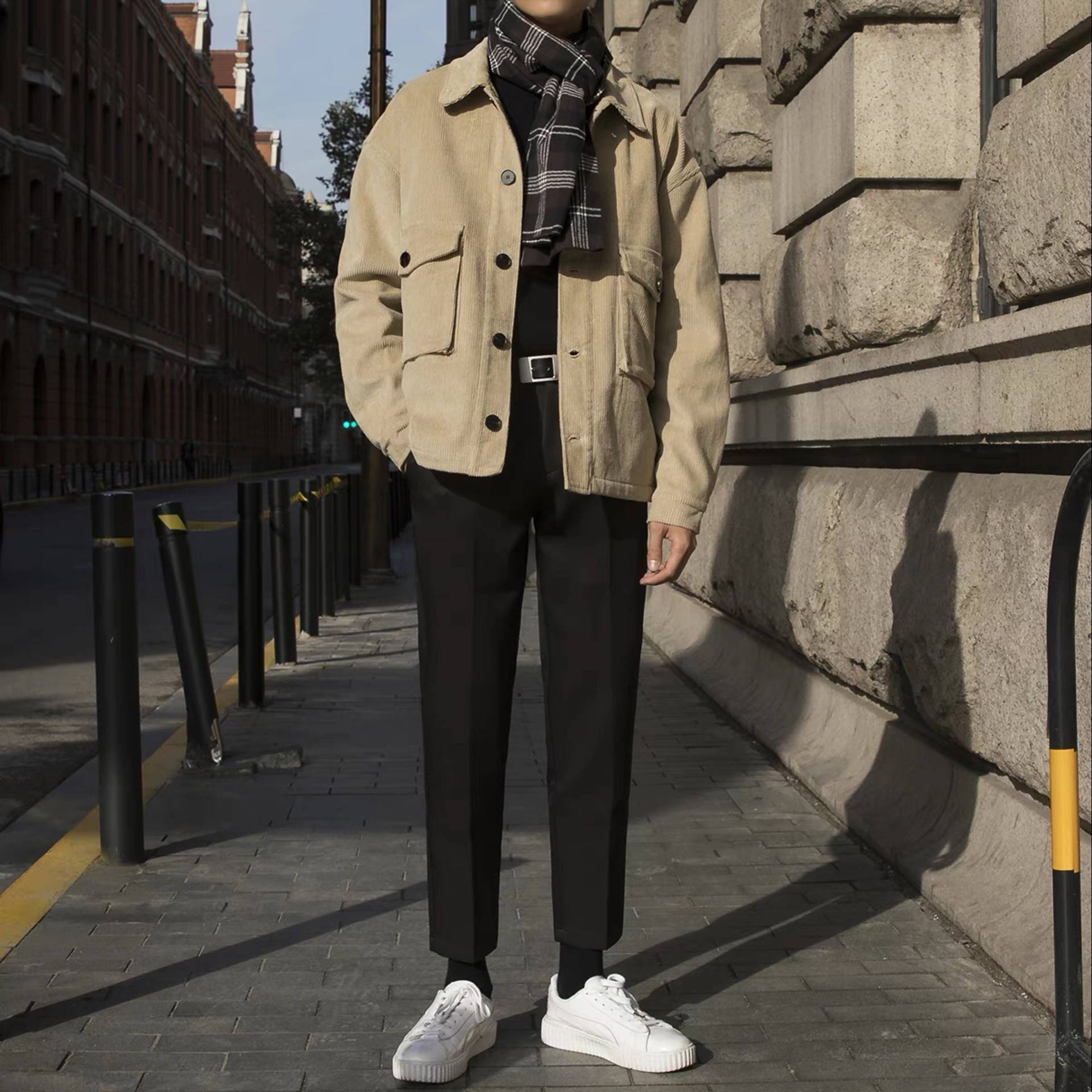 taa自制 复古灯芯绒夹克男士2018秋冬新款日系工装外套宽松 ￥228.