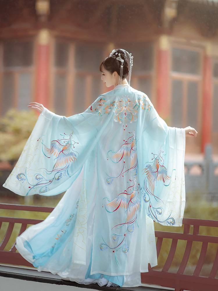 如梦霓裳汉服女装大袖衫[胡云谣]重工凤凰刺绣外搭原创新款春秋款